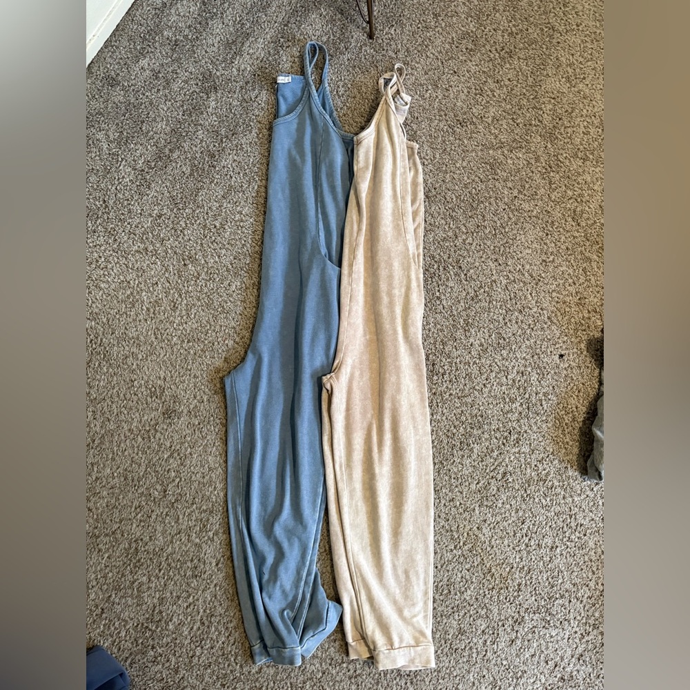 Sincerely Jules Blue and Cream Jumpsuit Romper